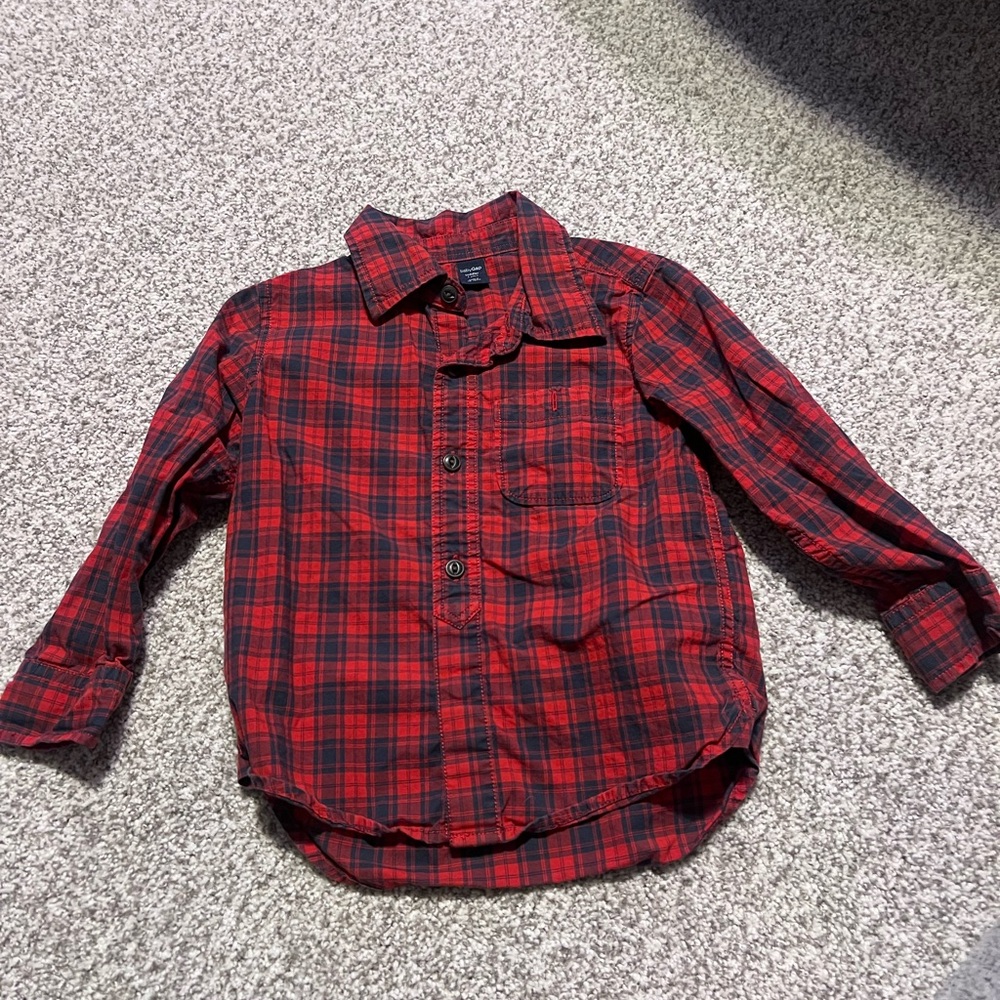 GAP Toddler Plaid Shirt in Red and Black